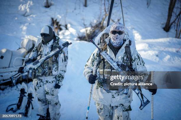 March 2024, Norway, Alta: Mountain troops take part in the NATO exercise Nordic Response 2024. Photo: Kay Nietfeld/dpa