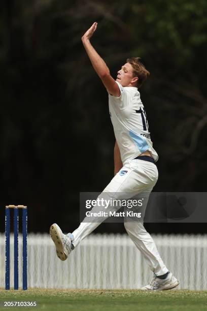 Jack Edwards of New South Wales bowls during the Sheffield Shield match between New South Wales and South Australia at Cricket Central, on March 04...