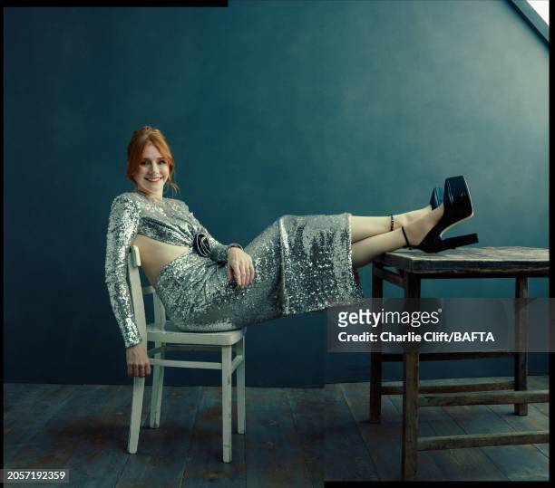 Actor Bryce Dallas Howard is photographed backstage at the 2024 EE BAFTA Film Awards, held at The Royal Festival Hall on February 18, 2024 in London,...