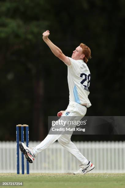 Jack Nisbet of New South Wales bowls during the Sheffield Shield match between New South Wales and South Australia at Cricket Central, on March 04 in...