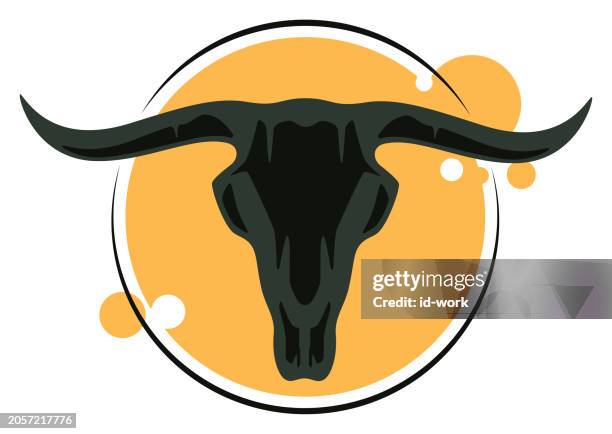 bull skull - texas longhorns stock illustrations