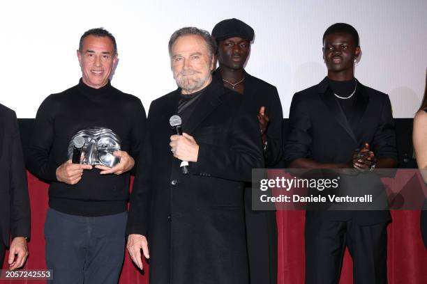 Matteo Garrone, Franco Nero, Seydou Sarr and Moustapha Fall attend the Los Angeles, Italia Festival 2024 on March 03, 2024 in Los Angeles, California.