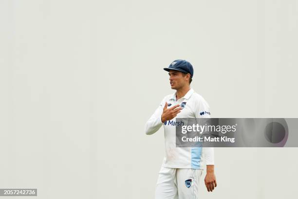 Chris Green of New South Wales looks on in the field during the Sheffield Shield match between New South Wales and South Australia at Cricket...