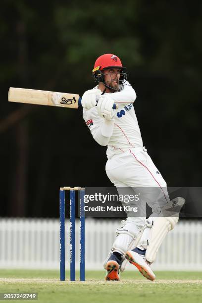 Jake Lehmann of South Australia bats during the Sheffield Shield match between New South Wales and South Australia at Cricket Central, on March 04 in...