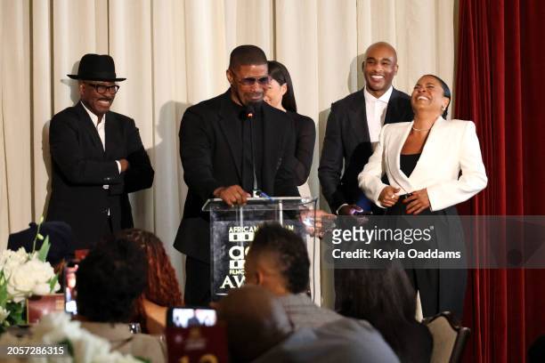 Courtney B. Vance, Jamie Foxx, Datari Turner, Jurnee Smollett, and Nia Long attends the AAFCA Special Achievement Honorees Luncheon at The Los...