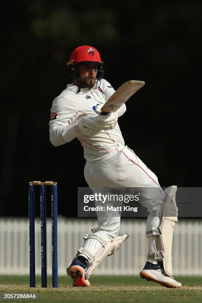 Jake Lehmann of South Australia bats during the Sheffield Shield match between New South Wales and South Australia at Cricket Central, on March 04 in...