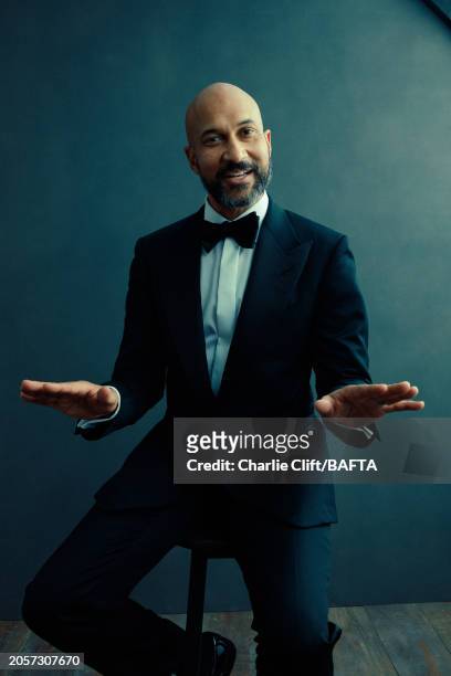 Actor and comedian Keegan-Michael Key photographed backstage at the 2024 EE BAFTA Film Awards, held at The Royal Festival Hall on February 18, 2024...