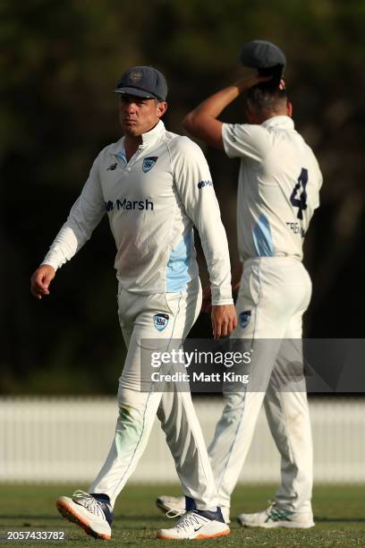 Moises Henriques, captain of New South Wales walks off with team mates after the match was called a draw during the Sheffield Shield match between...