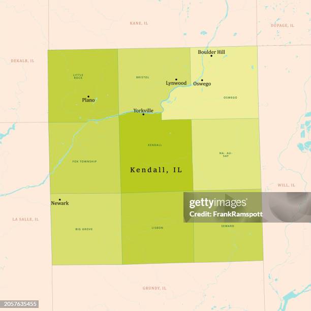 Il Kendall County Vector Map Green High-Res Vector Graphic