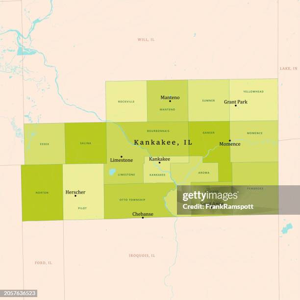 il kankakee county vector map green - kankakee il stock illustrations