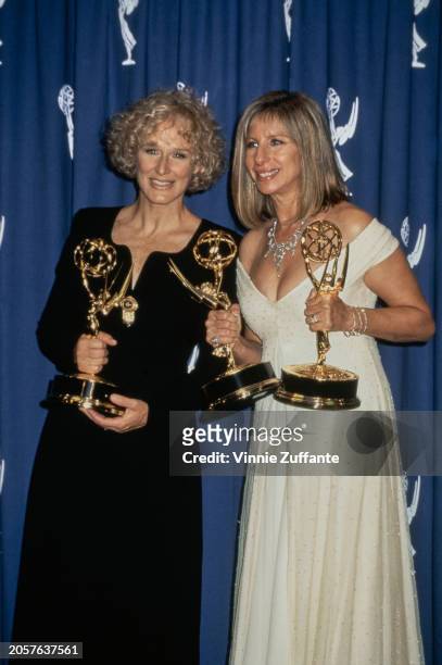 American actor Glenn Close and American singer/actor Barbra Streisand attend the 47th Annual Primetime Emmy Awards at the Pasadena Civic Auditorium,...