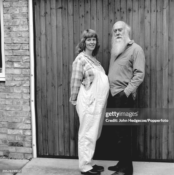 English typeface designer and stone letter-carver David Kindersley stands with his wife, Dutch born letter-cutter and designer Lida Lopes Cardozo...