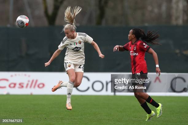 Anja Sonstevold of AS Roma in action during the Women Coppa Italia match between AC Milan Women and AS Roma Women at Vismara PUMA House of Football...