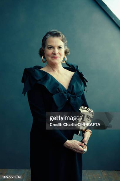 Casting director Susan Shopmaker is photographed backstage at the 2024 EE BAFTA Film Awards, held at The Royal Festival Hall on February 18, 2023 in...