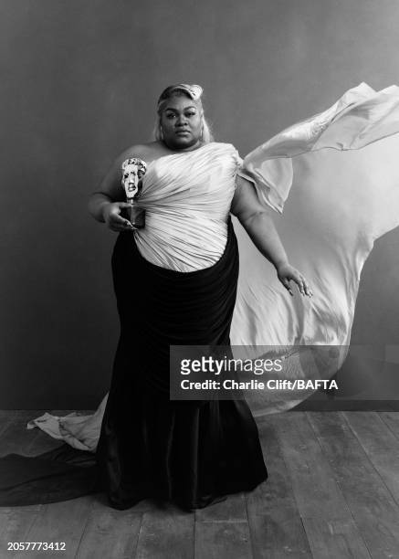 Actor Da'Vine Joy Randolph is photographed backstage at the 2024 EE BAFTA Film Awards, held at The Royal Festival Hall on February 18, 2023 in...