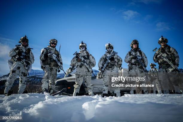 March 2024, Norway, Alta: The Bundeswehr's mountain troops are taking part in the NATO exercise Nordic Response 2024. Photo: Kay Nietfeld/dpa