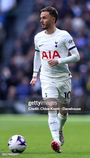 James Maddison of Tottenham Hotspur controls the ball during the Premier League match between Tottenham Hotspur and Crystal Palace at Tottenham...