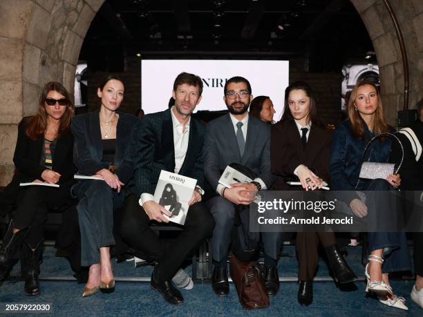 Aurélie Bachelier, Gaelle Pietri, Dominique Busso, Michael Soria and Lola Le Lann attend the OniriQ Fashion Show as part of the Paris Fashion Week on...