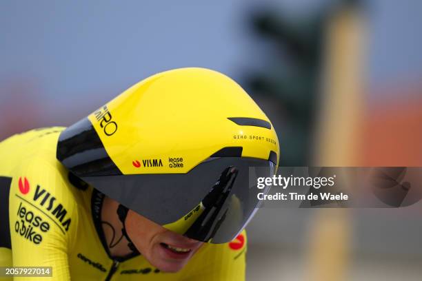 Jonas Vingegaard of Denmark and Team Visma-Lease A Bike sprints during the 59th Tirreno-Adriatico 2024, Stage 1 a 10km individual trial time from...