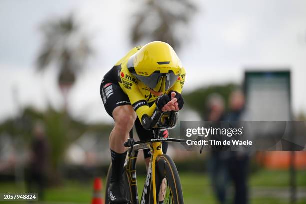 Jonas Vingegaard Hansen of Denmark and Team Visma-Lease A Bike sprints during the 59th Tirreno-Adriatico 2024, Stage 1 a 10km individual trial time...