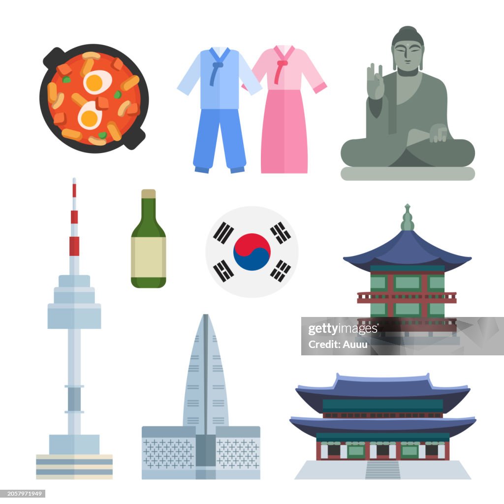 Set of South Korea flat design
