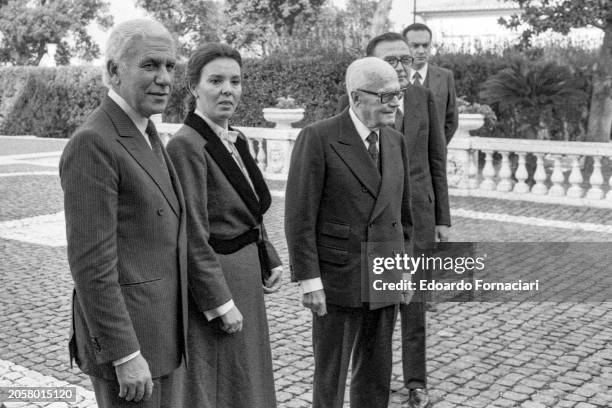 The President of the People's Democratic Republic of Algeria Chadli Bendjedid, with his wife, during his official visit to Italy at the Quirinale...