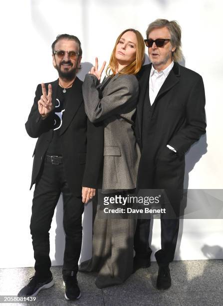 Sir Ringo Starr, Stella McCartney and Sir Paul McCartney attend the Stella McCartney Winter 2024 show during Paris Fashion Week on March 04, 2024 in...