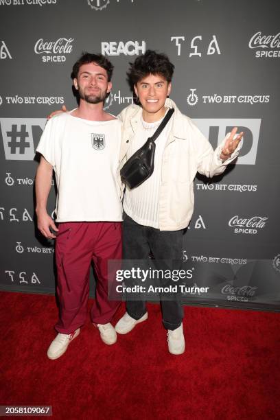 Snazzy Carlos and MTV Phil attend HiitHaus #NuffSaid Party at Two Bit Circus on March 03, 2024 in Los Angeles, California.