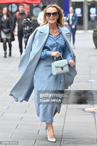 Amanda Holden is seen leaving Global Studios on March 7, 2024 in London, United Kingdom.