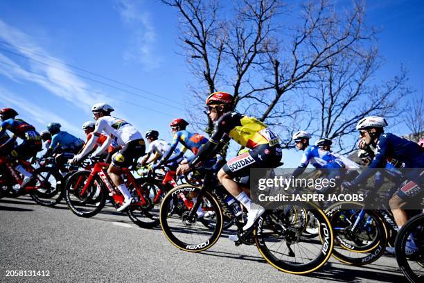 Belgian Remco Evenepoel of Soudal Quick-Step pictured in action during the fifth stage of the Paris-Nice eight days cycling stage race 5km from...