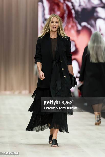 Supermodel Elle Macphearson showcases designs by ngali during the Triumphant x PayPal Runway at Melbourne Fashion Festival 2024 on March 04, 2024 in...