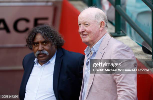 Derek Kickett and Peter Bedford are seen during the 2024 AFL Opening Round match between the Sydney Swans and the Melbourne Demons at the Sydney...