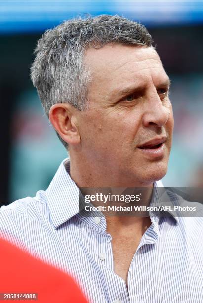 Leo Barry is seen during the 2024 AFL Opening Round match between the Sydney Swans and the Melbourne Demons at the Sydney Cricket Ground on March 07,...