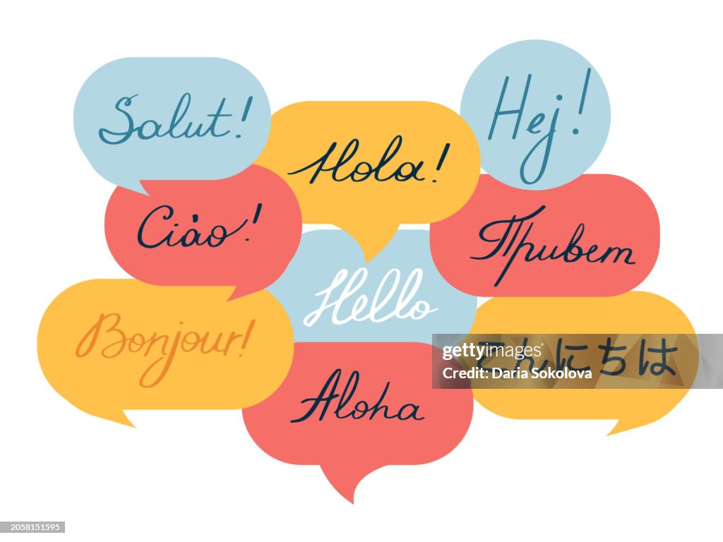 Please Language Hello Hand Written Hello In Different Languages High-Res Vector Graphic ...