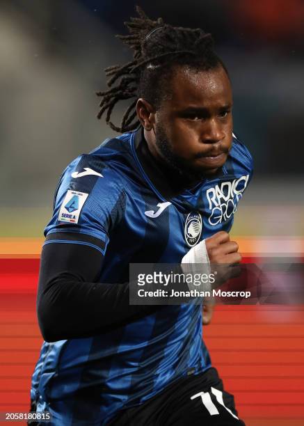 Ademola Lookman of Atalanta celebrates after scoring to give the side a 1-0 lead during the Serie A TIM match between Atalanta BC and Bologna FC -...