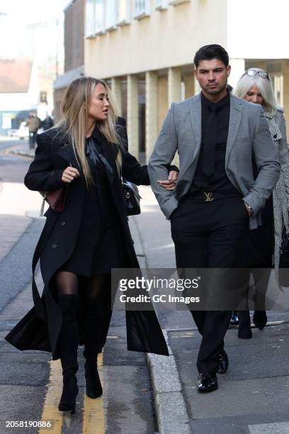 Georgia Harrison with her new boyfriend Anton Danyluk at Chelmsford Crown Court in Essex on March 04, 2024 in Chelmsford, England.