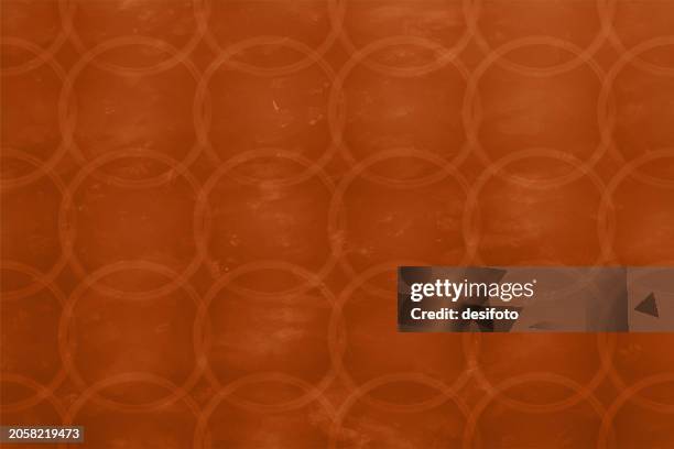 dark brown rust coloured grunge smudged wallpaper with repeating overlapping intersecting circular pattern allover the retro style background with smudged brush stroke circles painted all over - rust colored stock illustrations