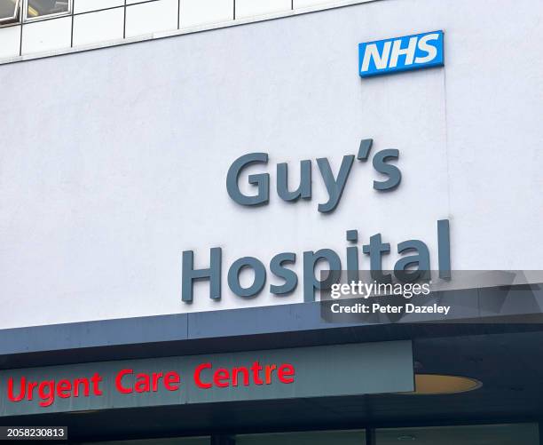 London Bridge, London, ENGLAND - March 1st 2024: Guy's' Hospital External Sign