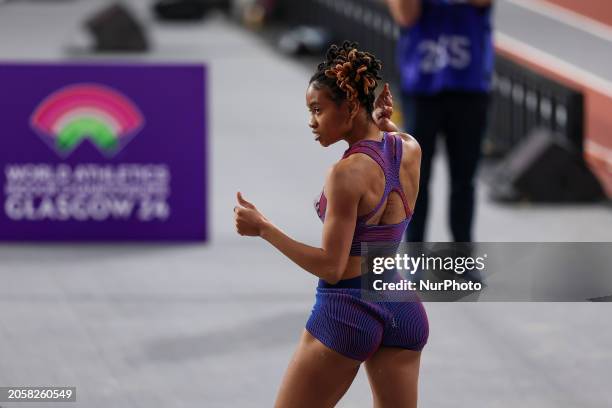 Monae' Nichols from the USA is competing in the long jump event at the 2024 World Athletics Championships in the Emirates Arena, Glasgow.