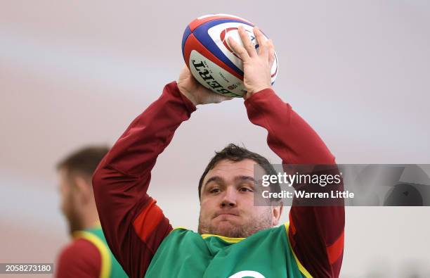 Jamie George takes part in an indoor training session at the Honda England Rugby Performance centre at Pennyhill Park on March 04, 2024 in Bagshot,...
