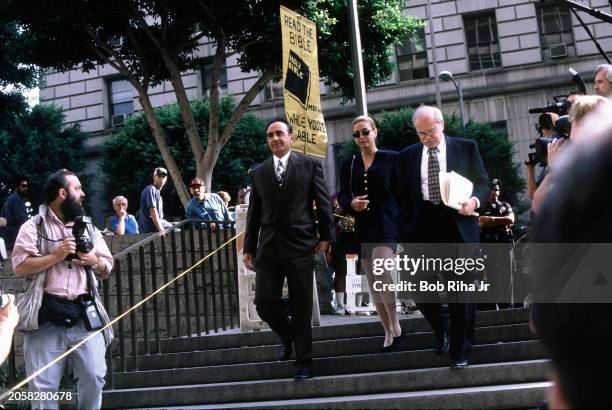 Simpson Defense Attorneys Robert Shapiro and Gerald Uelmen arrive at Criminal Courthouse, July 29, 1994 in downtown Los Angeles, California.