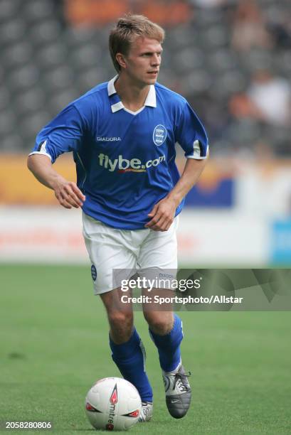 July 31: Jesper Gronkjaer of Birmingham City on the ball during the Pre Season Friendly match between Hull City and Birmingham City at Kc Stadium on...