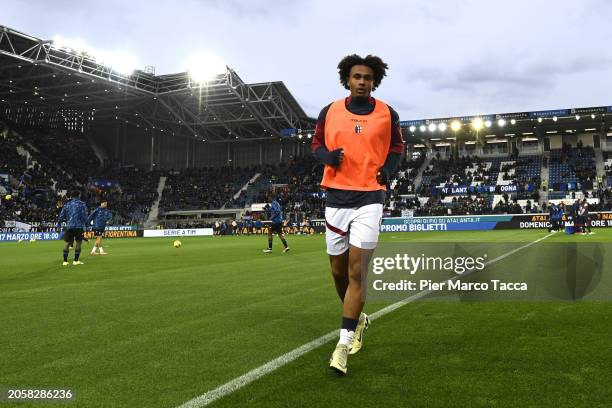 Joshua Zirkzee of Bologna FC in action during warm up prior the Serie A TIM match between Atalanta BC and Bologna FC - Serie A TIM at Gewiss Stadium...