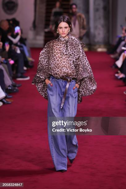 Model walks the runway during the Zimmermann Womenswear Fall/Winter 2024-2025 show as part of Paris Fashion Week on March 04, 2024 in Paris, France.