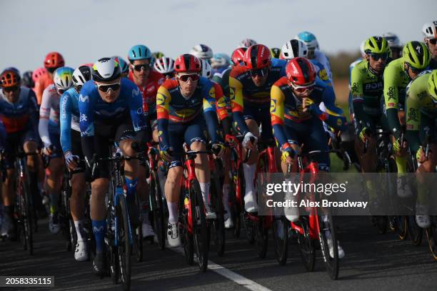 Mathias Norsgaard of Denmark and Movistar Team, Otto Vergaerde of Belgium, Tim Declercq of Belgium and Julien Bernard of France and Team Lidl - Trek...