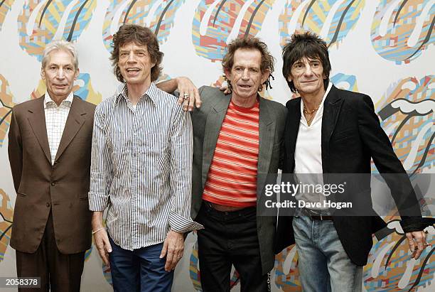 The Rolling Stones attend a press conference and photocall to mark the beginning of their European tour Forty Licks on June 5, 2003 in Munich,...