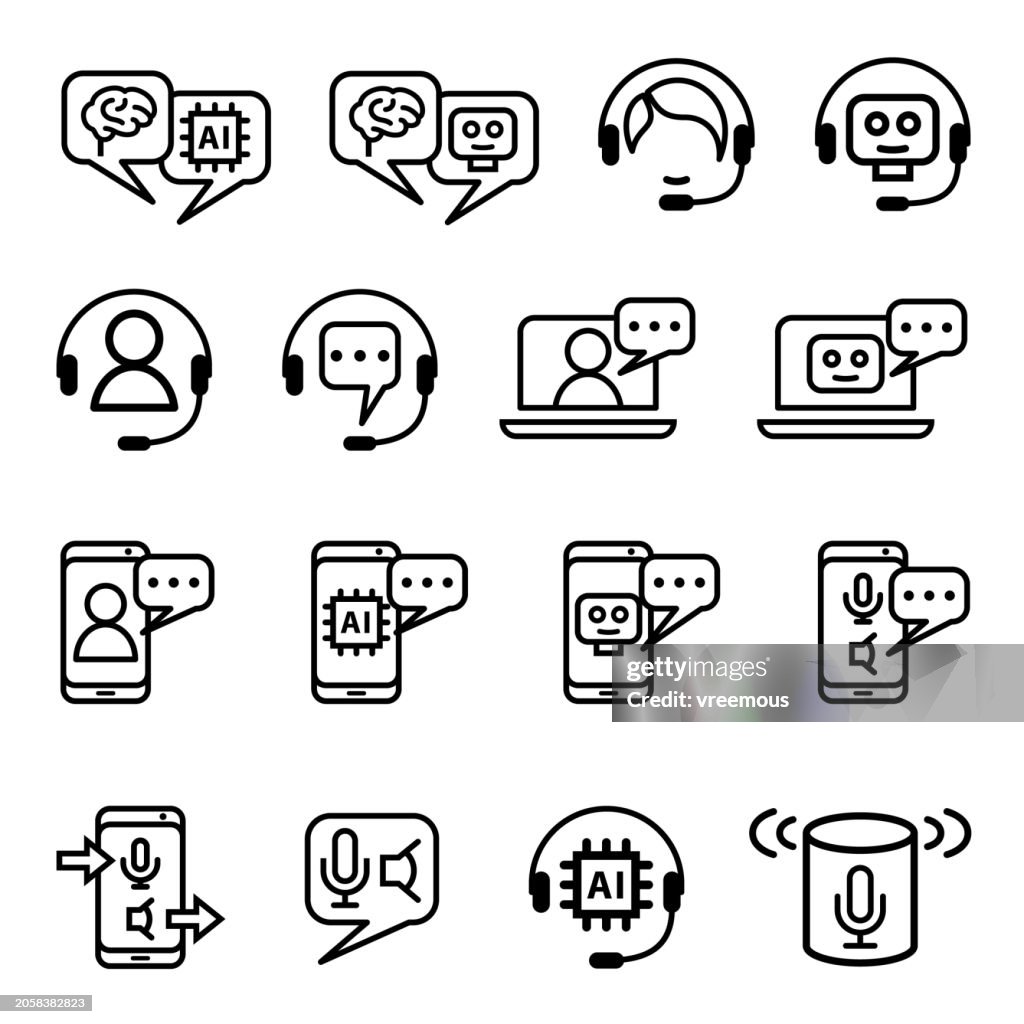 Human and Virtual Customer Service Representative Icons