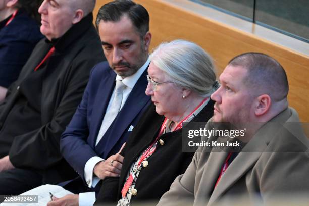 Margaret Caldwell, mother of Emma Caldwell, listens in the public gallery alongside her lawyer Aamer Anwar and members of her family as Justice...