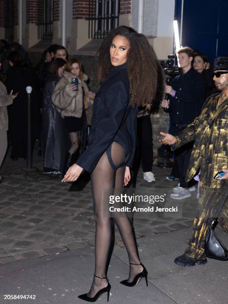 Cindy Bruna attends the Mugler Womenswear Fall/Winter 2024-2025 show as part of Paris Fashion Week on March 03, 2024 in Paris, France.