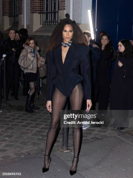 Cindy Bruna attends the Mugler Womenswear Fall/Winter 2024-2025 show as part of Paris Fashion Week on March 03, 2024 in Paris, France.